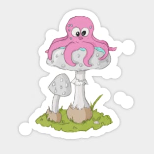 Octopus with toadstool Sticker